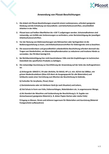 Vorschau: Anwendungshinweise PScoat DACH