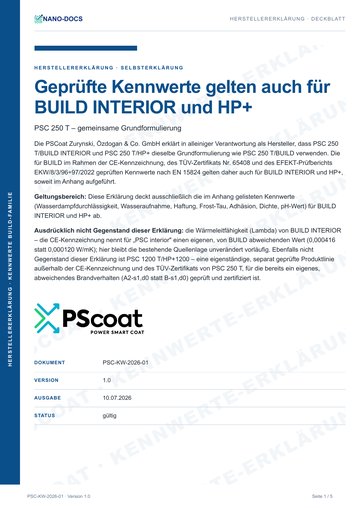 Vorschau: Herstellererklärung – Geprüfte Kennwerte gelten auch für BUILD INTERIOR und HP+