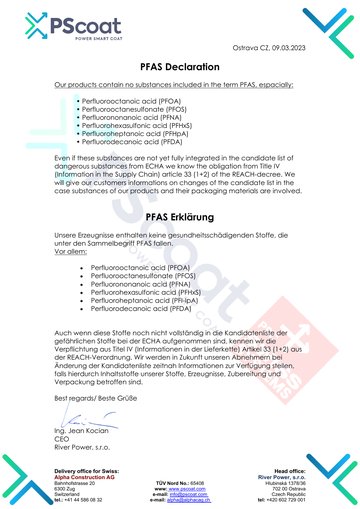Vorschau: PFAS-Erklärung PSCoat